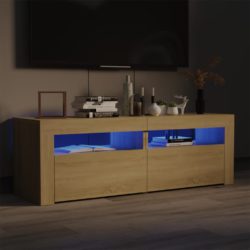 TV-benk med LED-lys sonoma eik 120x35x40 cm