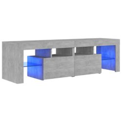 TV-benk med LED-lys betonggrå 140×36,5×40 cm