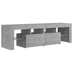 TV-benk med LED-lys betonggrå 140×36,5×40 cm