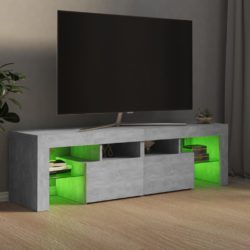 TV-benk med LED-lys betonggrå 140×36,5×40 cm