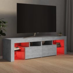 TV-benk med LED-lys betonggrå 140×36,5×40 cm