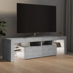 TV-benk med LED-lys betonggrå 140×36,5×40 cm