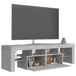 TV-benk med LED-lys betonggrå 140×36,5×40 cm