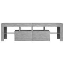 TV-benk med LED-lys betonggrå 140×36,5×40 cm