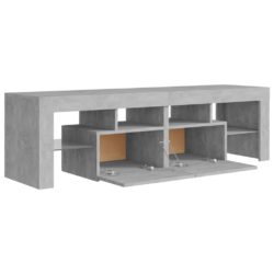 TV-benk med LED-lys betonggrå 140×36,5×40 cm