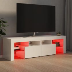 TV-benk med LED-lys høyglans hvit 140×36,5×40 cm