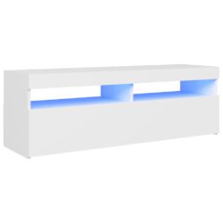 TV-benk med LED-lys hvit 120x35x40 cm