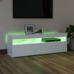 TV-benk med LED-lys hvit 120x35x40 cm