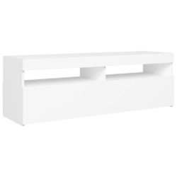 TV-benk med LED-lys hvit 120x35x40 cm