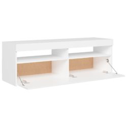 TV-benk med LED-lys hvit 120x35x40 cm