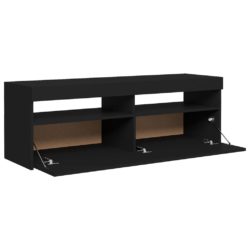 TV-benk med LED-lys svart 120x35x40 cm