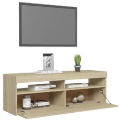 TV-benk med LED-lys sonoma eik 120x35x40 cm