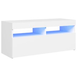 TV-benk med LED-lys hvit 90x35x40 cm