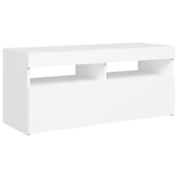 TV-benk med LED-lys hvit 90x35x40 cm