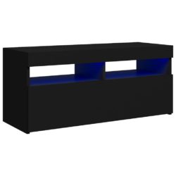 TV-benk med LED-lys svart 90x35x40 cm