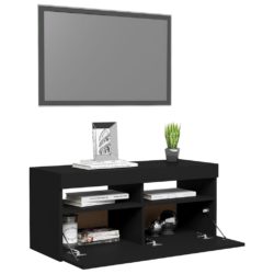 TV-benk med LED-lys svart 90x35x40 cm