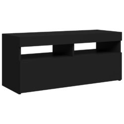 TV-benk med LED-lys svart 90x35x40 cm