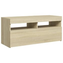 TV-benk med LED-lys sonoma eik 90x35x40 cm