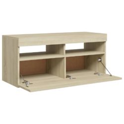 TV-benk med LED-lys sonoma eik 90x35x40 cm