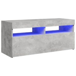 TV-benk med LED-lys betonggrå 90x35x40 cm