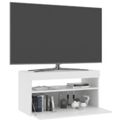 TV-benk med LED-lys hvit 75x35x40 cm