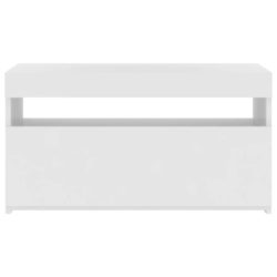 TV-benk med LED-lys hvit 75x35x40 cm