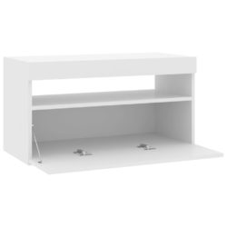 TV-benk med LED-lys hvit 75x35x40 cm