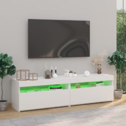 TV-benker 2 stk med LED-lys hvit 75x35x40 cm