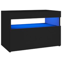 TV-benk med LED-lys svart 60x35x40 cm