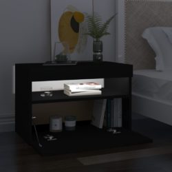 TV-benk med LED-lys svart 60x35x40 cm