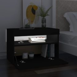 TV-benker med LED-lys 2 stk svart 60x35x40 cm