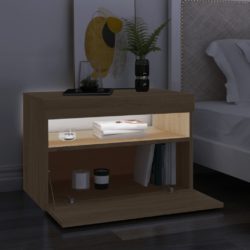 TV-benk med LED-lys sonoma eik 60x35x40 cm