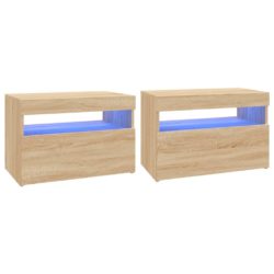 TV-benker med LED-lys 2 stk sonoma eik 60x35x40 cm