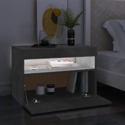 TV-benker med LED-lys 2 stk betonggrå 60x35x40 cm