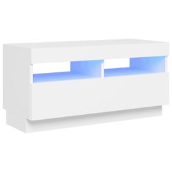 TV-benk med LED-lys hvit 80x35x40 cm