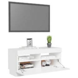 TV-benk med LED-lys hvit 80x35x40 cm