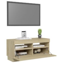 TV-benk med LED-lys sonoma eik 80x35x40 cm