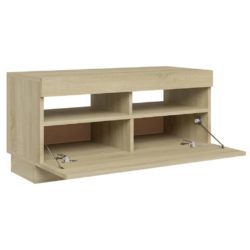 TV-benk med LED-lys sonoma eik 80x35x40 cm