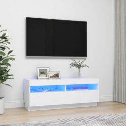 TV-benk med LED-lys hvit 100x35x40 cm