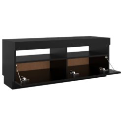 TV-benk med LED-lys svart 100x35x40 cm