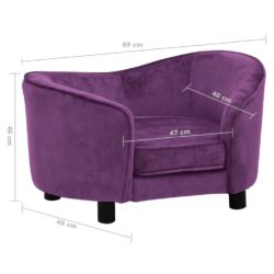 Hundesofa burgunder 69x49x40 cm plysj