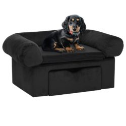 Hundesofa med skuff svart 75x50x38 cm plysj