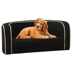 Sammenleggbar hundesofa svart 76x71x30 cm lin vaskbar pute