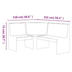 Hjørnebenk REINE 151 cm heltre furu honningbrun