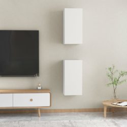 TV-benk 2 stk hvit 30,5x30x60 cm konstruert tre