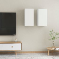 TV-benk 2 stk hvit 30,5x30x60 cm konstruert tre