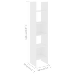 Bokhylle hvit 40x35x180 cm konstruert tre