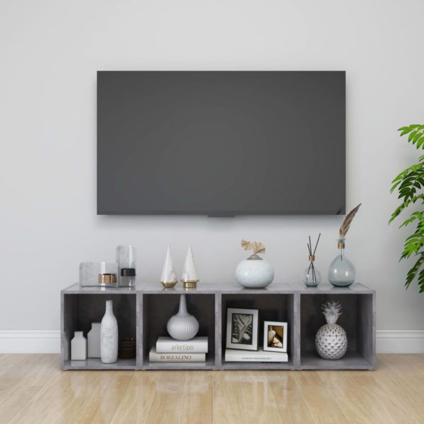 TV-benker 4 stk betonggrå 37x35x37 cm konstruert tre