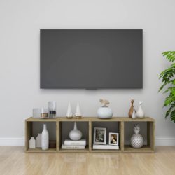 TV-benk hvit og sonoma eik 37x35x37 cm konstruert tre