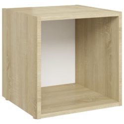 TV-benker 2 stk hvit og sonoma eik 37x35x37 cm konstruert tre